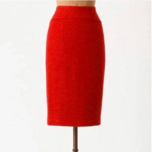 Anthropologie Moulinette Soeurs Red Boucle Pencil Skirt
